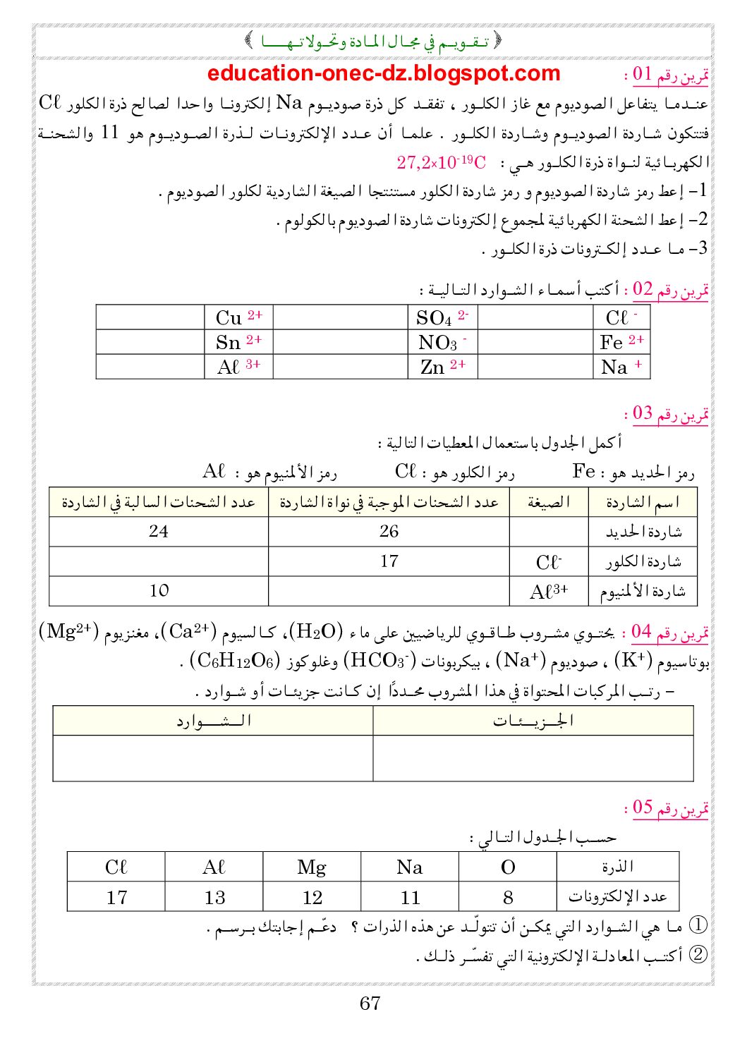 وضعيات محلولة للمراجعة لميدان المادة و تحولاتها 4 متوسط