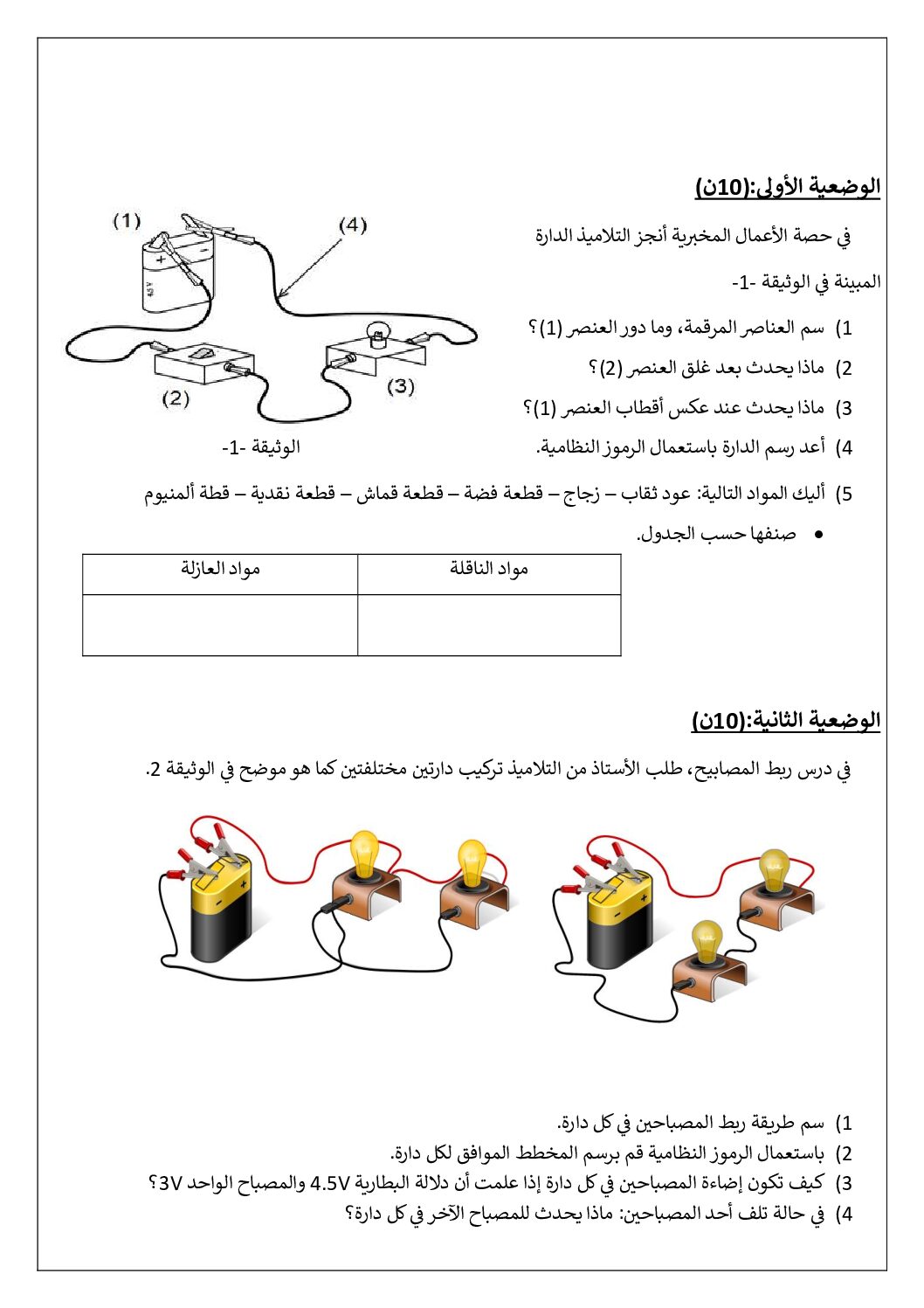 فرض في العلوم الفيزيائية الفصل الأول السنة الأولى متوسط رقم 75